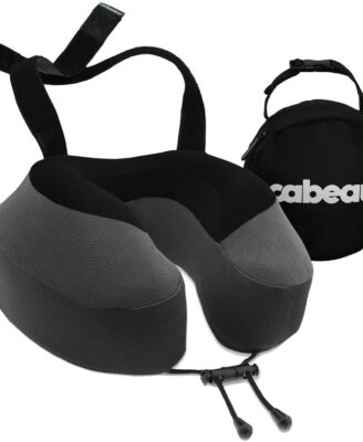 Cabeau Evolution S3 Travel Pillow - Memory Foam Neck Pillow for Airplane and Long Flights with Seat Straps for Head and Neck Support, 360 Degree Support (Steel Grey)